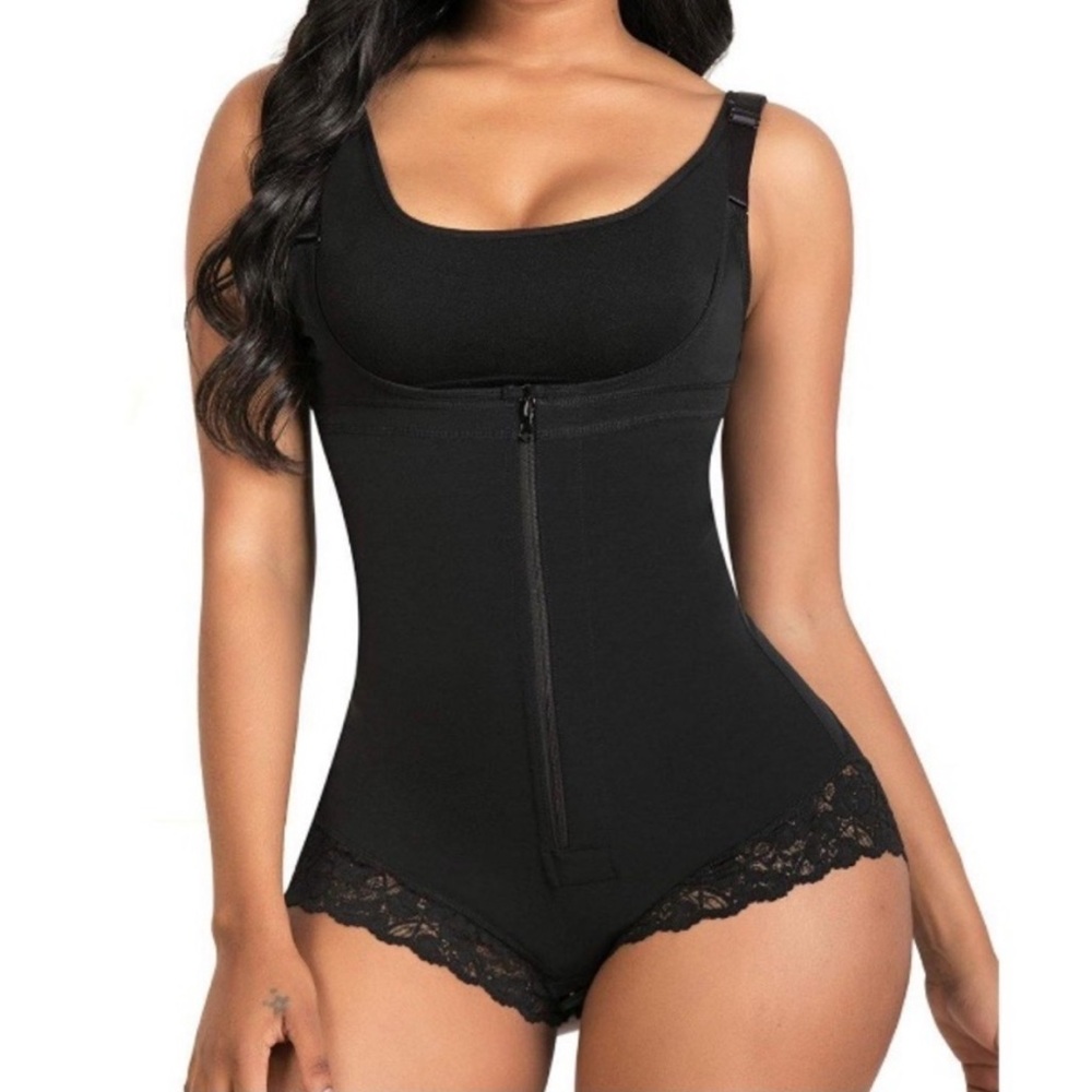 NWT Shaperx Fitness Black 3X-Large Body Shaper Corset Front Zip Mesh Butt Tummy